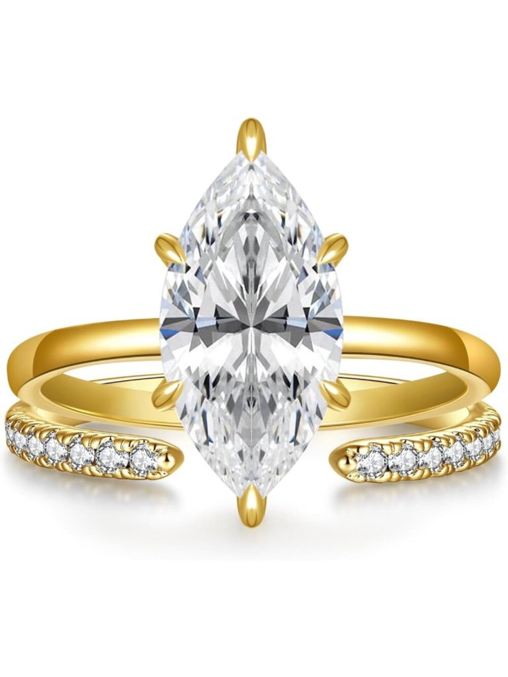 Stunning 3.5CT Marquise Cut Adjustable Engagement Ring Set for Women, CZ Sparkle